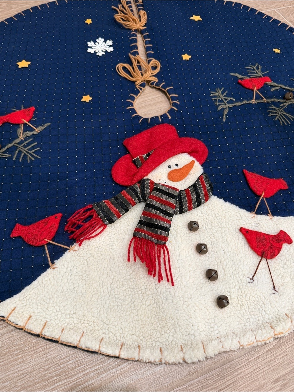 Navy Sky Snowman Tree Skirt 42 Inch - Picture 11 of 16